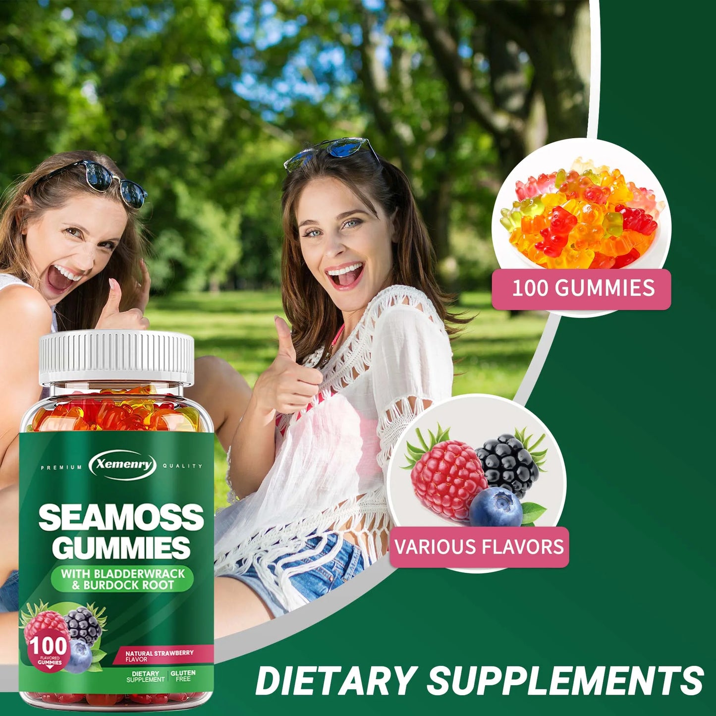 FREEME™ SEAMOSS - Contains Burdock Root and Bladderwrack Seaweed To Enhance Intestinal Health and Immunity - 100 Gummies