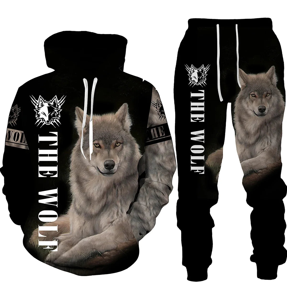 FREEME™ Wolf 3D Tracksuit - Animal Spirit Hoodie & Pants Set | Streetwear