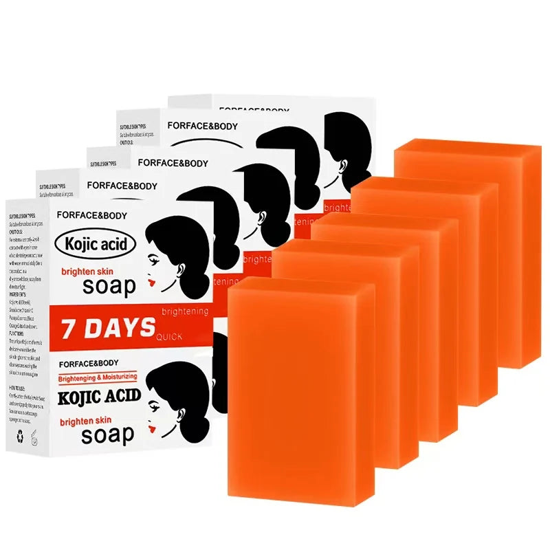 FREEME™ Turmeric & Kojic Acid Handmade Soap Set - 5pc Natural Brightening Bar for Face & Body