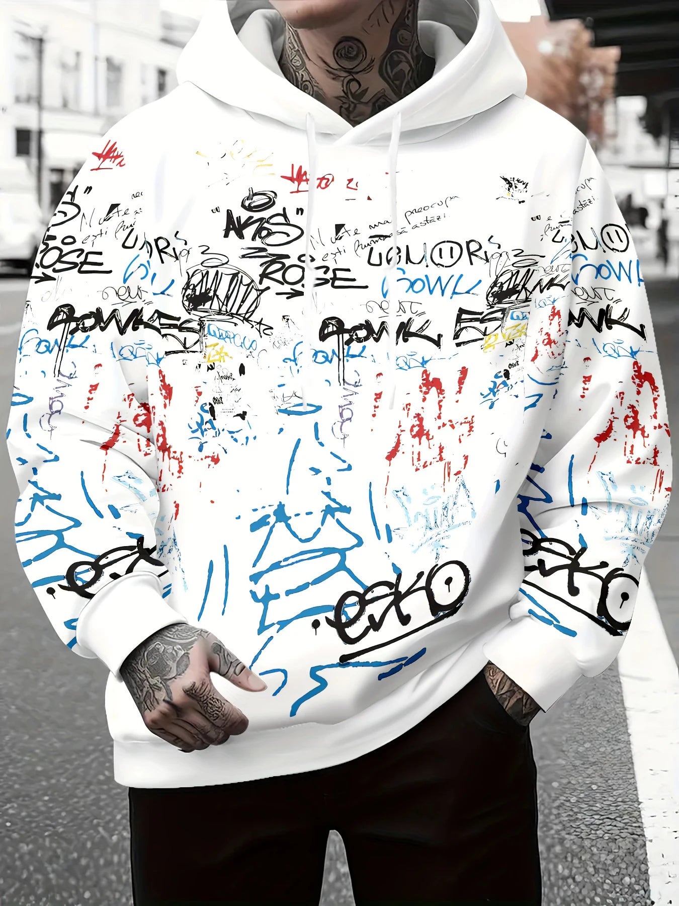 FREEME™ Graffiti Letter Print Hoodie - Urban Street Art Sweatshirt