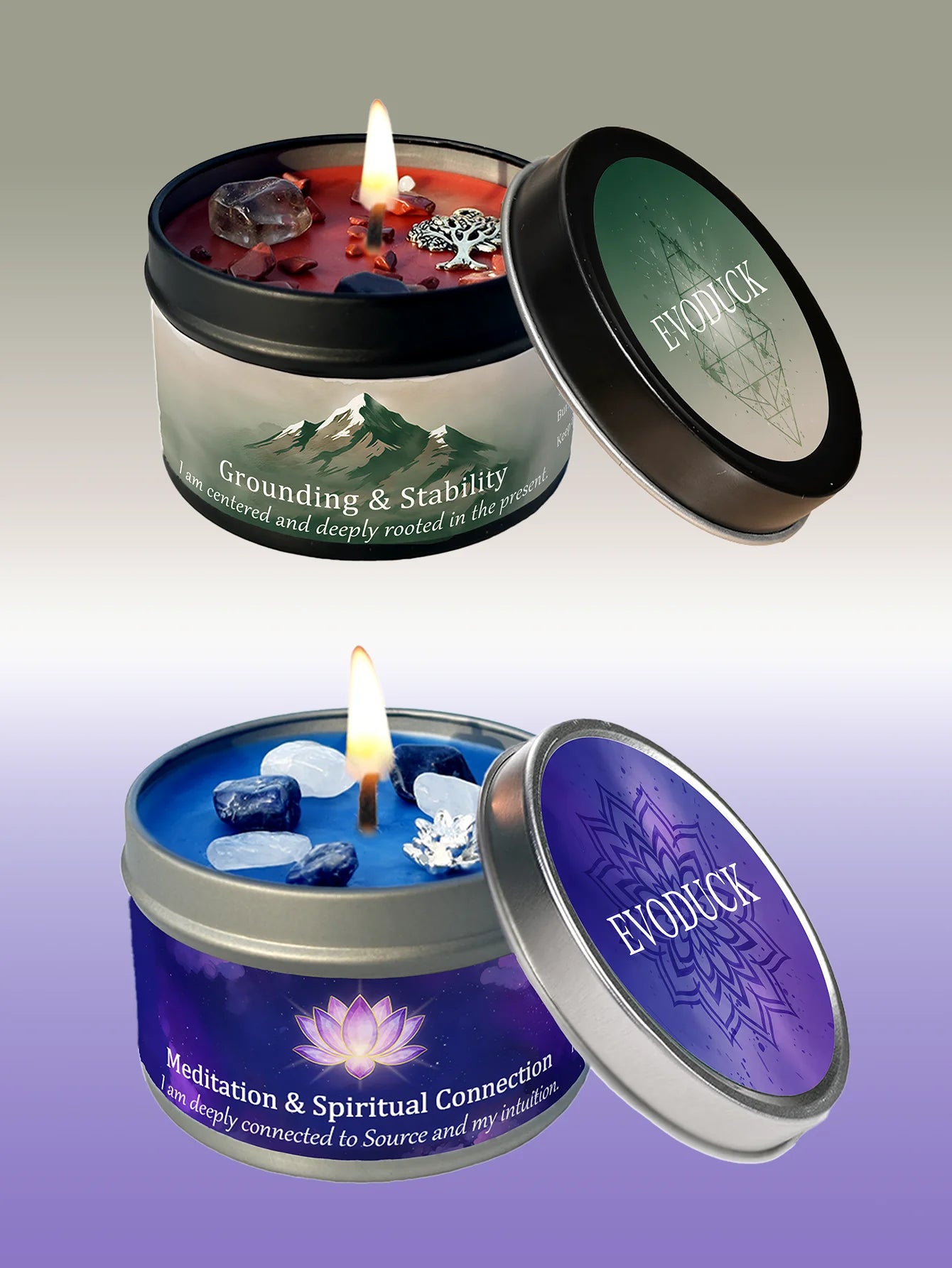 FREEME™ Vetiver & Cedarwood Crystal Candle - 3oz Grounding Scented Candle with Crystals