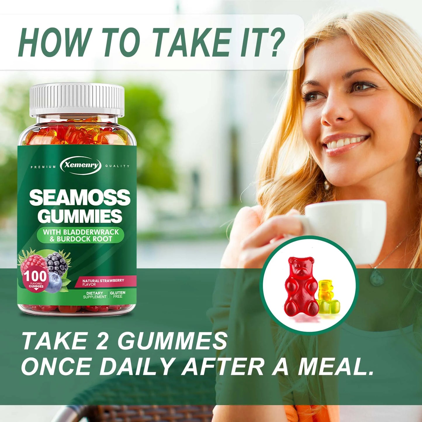 FREEME™ SEAMOSS - Contains Burdock Root and Bladderwrack Seaweed To Enhance Intestinal Health and Immunity - 100 Gummies
