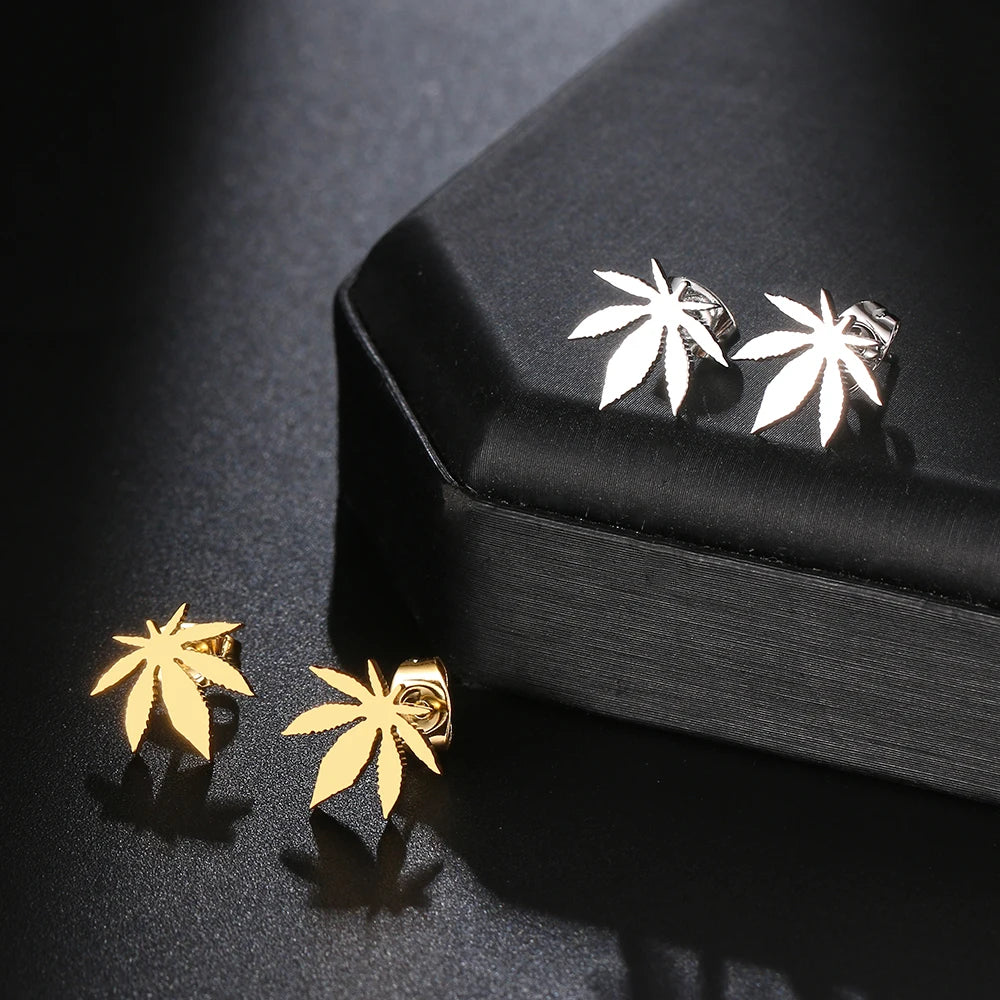 FREEME™ Maple Leaf Stainless Steel Stud Earrings - Classic Amulet Jewelry for Women