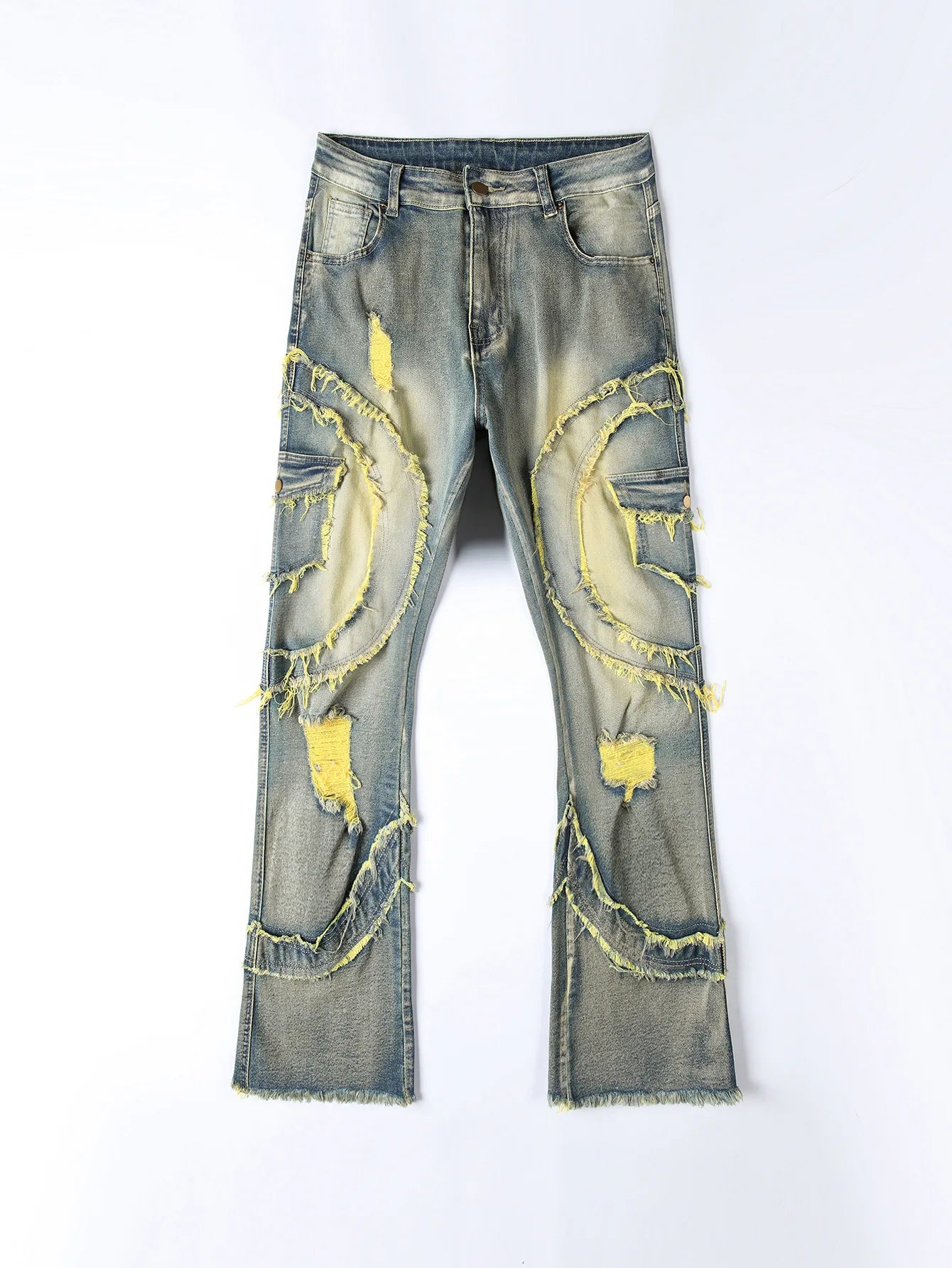 FREEME™ Men's Punk Ripped Flared Jeans - Retro Tassel Elastic Streetwear