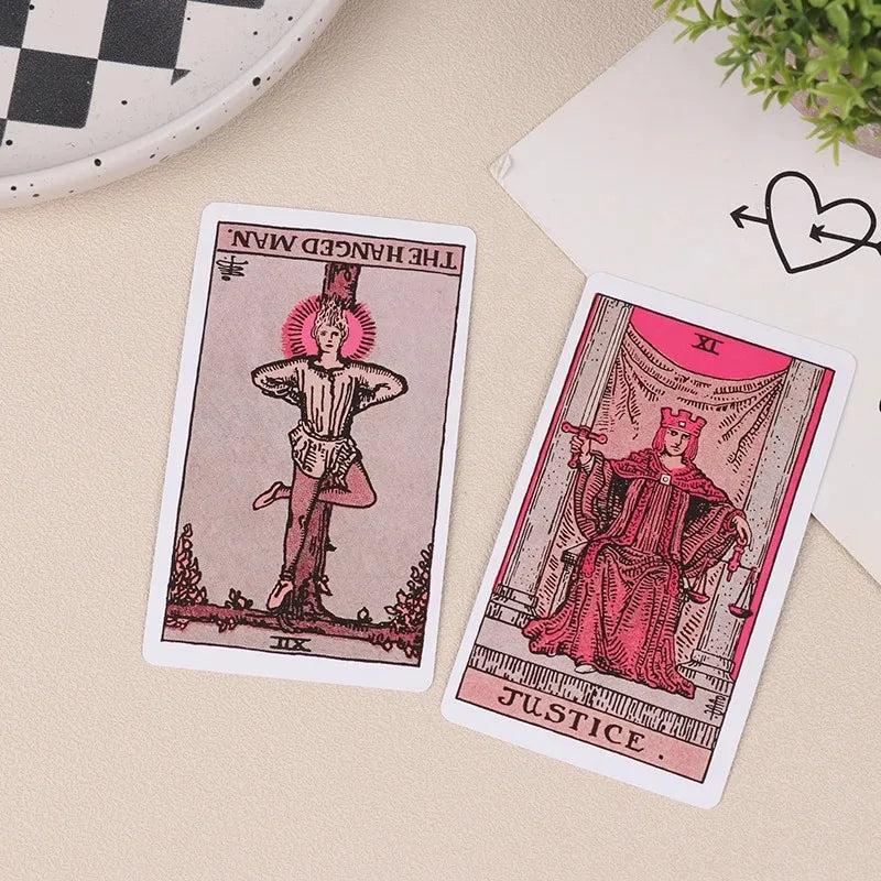 FREEME™ Pink Rider Waite Tarot Card Deck - Beginner Divination & Fortune Telling Set
