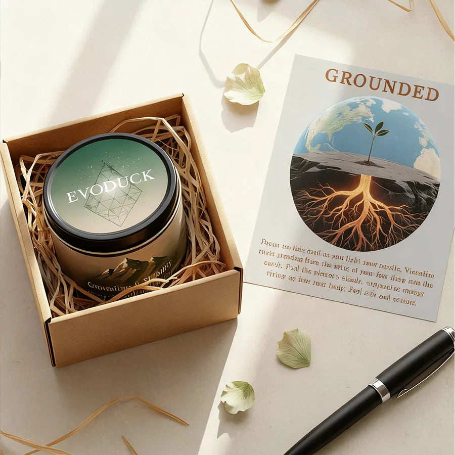 FREEME™ Vetiver & Cedarwood Crystal Candle - 3oz Grounding Scented Candle with Crystals