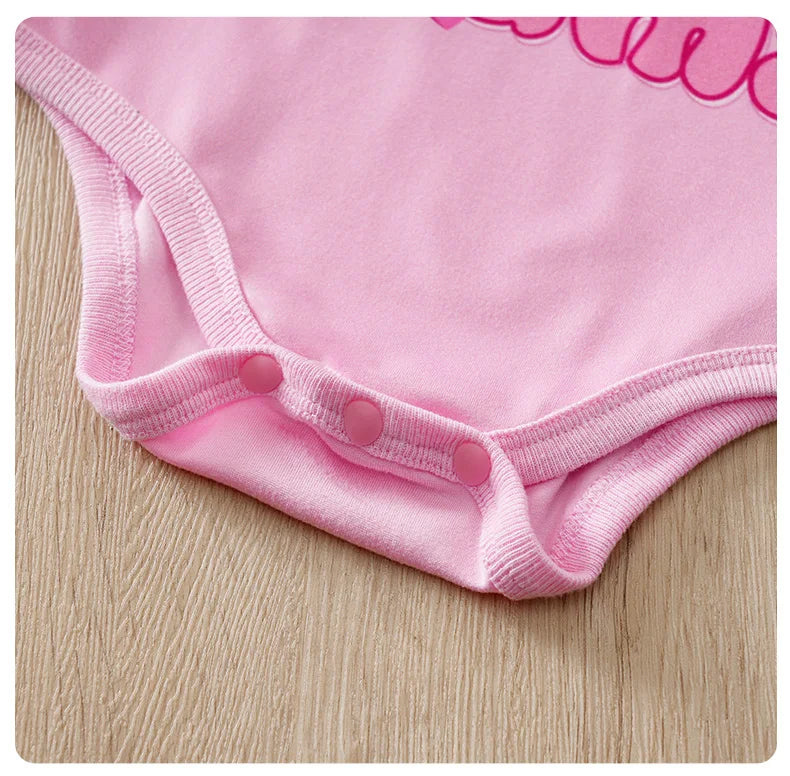 FREEME™ Mother's Day Baby Girl 3-Piece Set - Pink Hearts & Bow Design for 0-18 Months