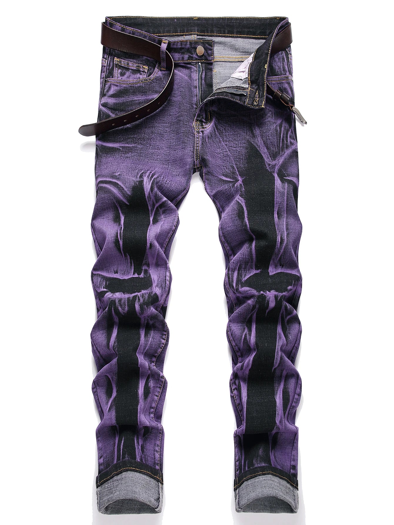 FREEME™ Men's Stretch Slim Fit Ripped Jeans - Mid Waist Tassel Distressed Denim