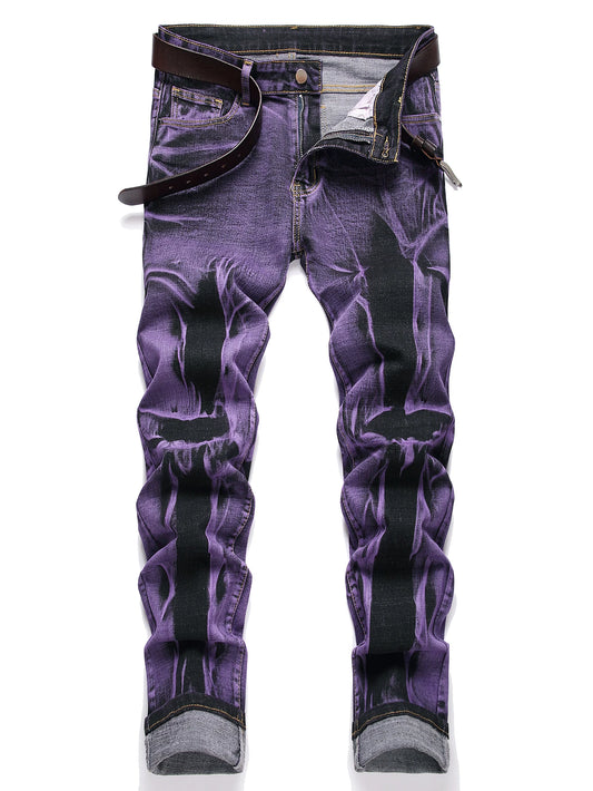 FREEME™ Men's Stretch Slim Fit Ripped Jeans - Mid Waist Tassel Distressed Denim