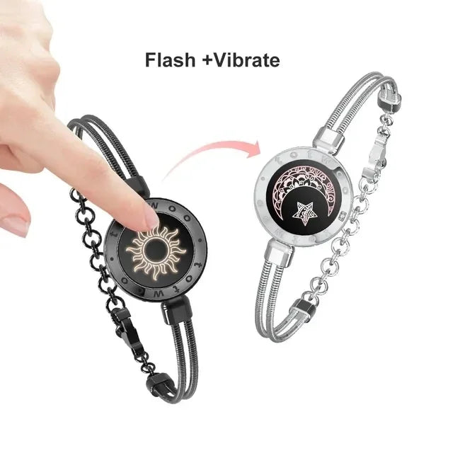 FREEME™ Long Distance Touch Bracelets for Couples - Light Up & Vibrate Smart Sun & Moon Love Bracelet Set