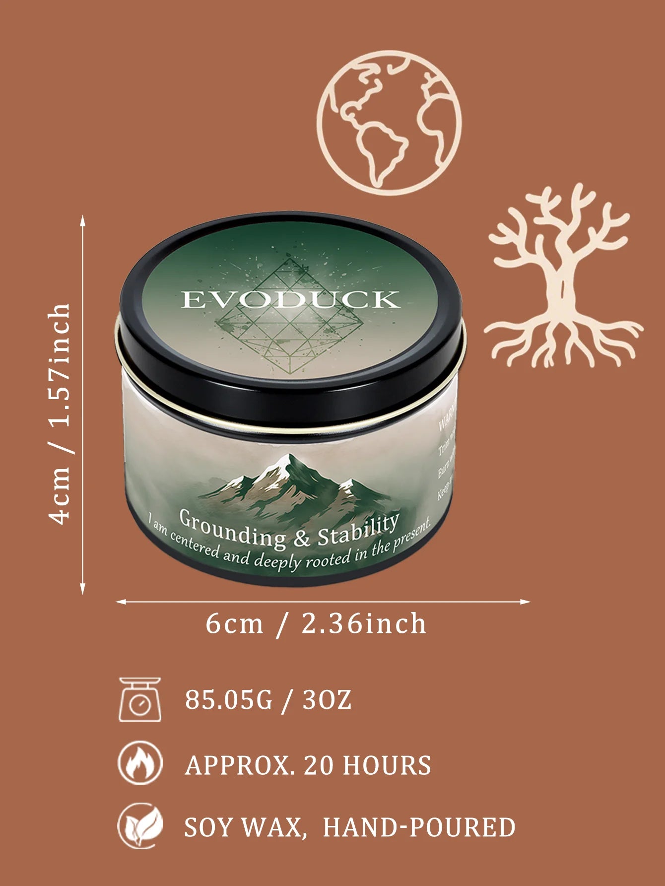 FREEME™ Vetiver & Cedarwood Crystal Candle - 3oz Grounding Scented Candle with Crystals