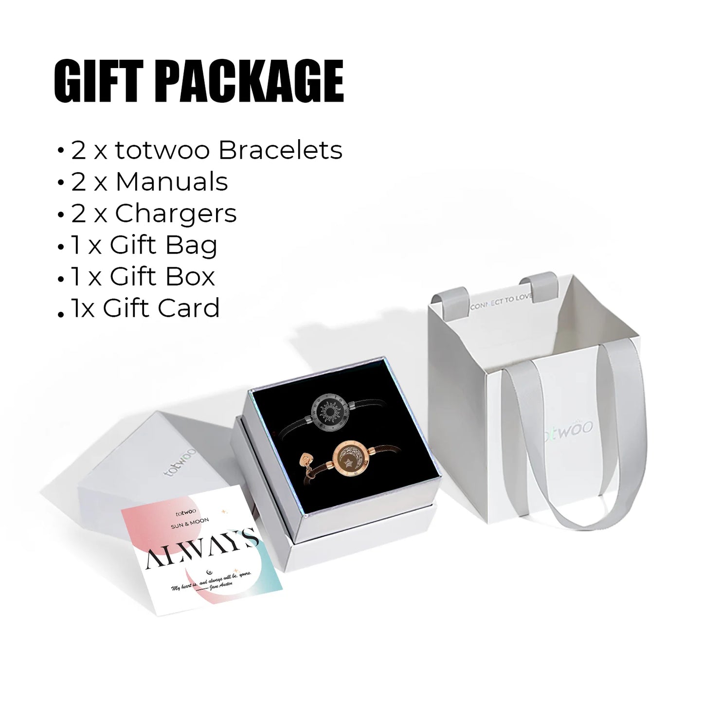 FREEME™ Long Distance Touch Bracelets for Couples - Light Up & Vibrate Smart Sun & Moon Love Bracelet Set