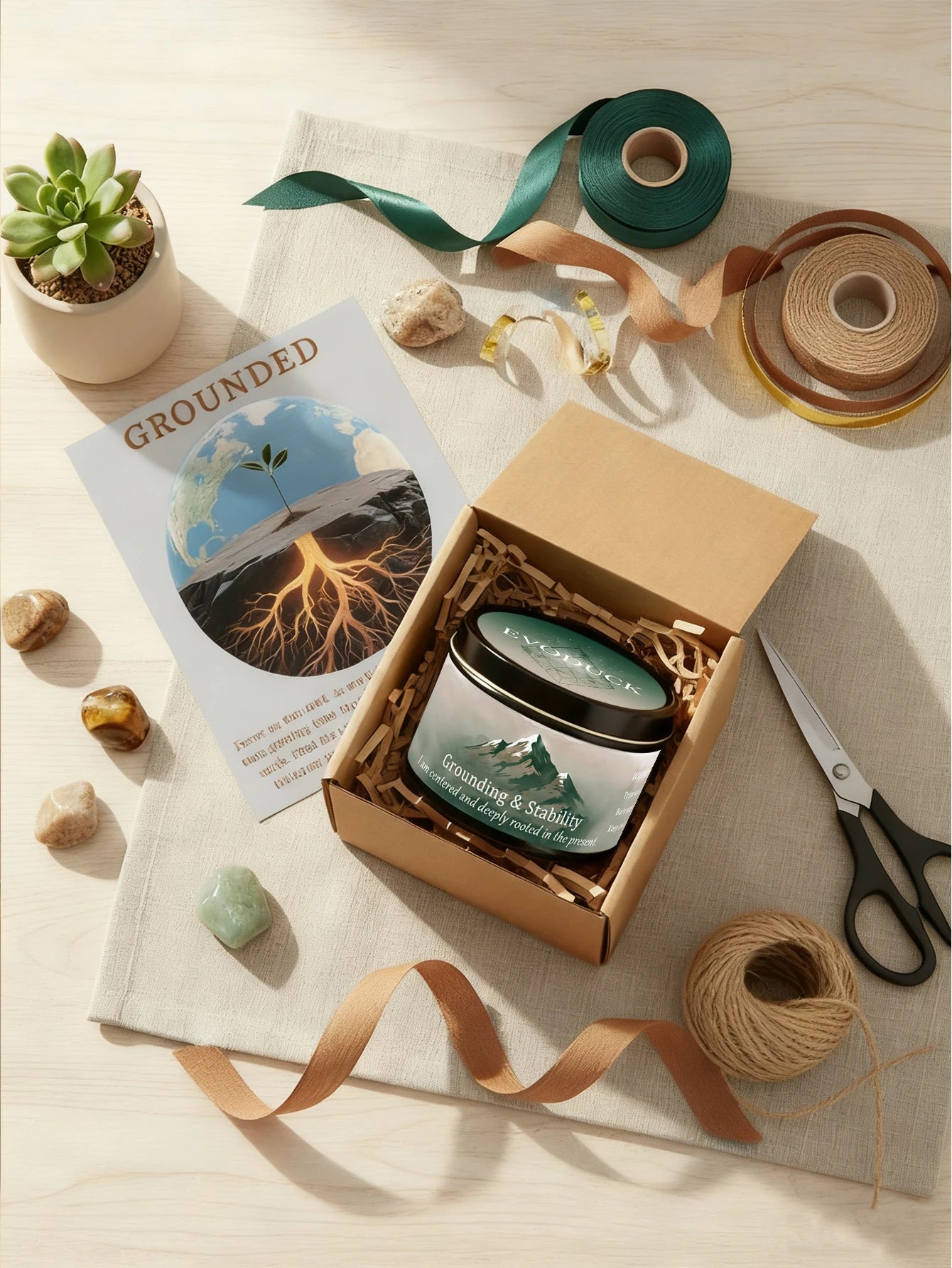 FREEME™ Vetiver & Cedarwood Crystal Candle - 3oz Grounding Scented Candle with Crystals
