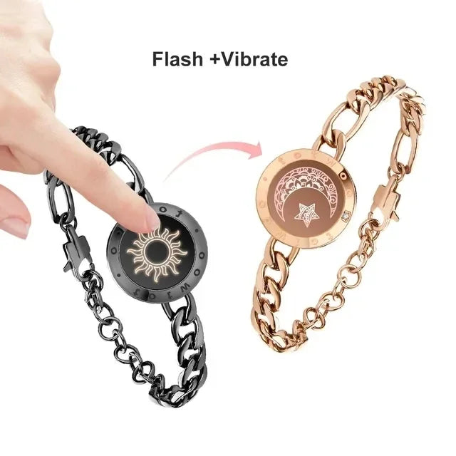 FREEME™ Long Distance Touch Bracelets for Couples - Light Up & Vibrate Smart Sun & Moon Love Bracelet Set