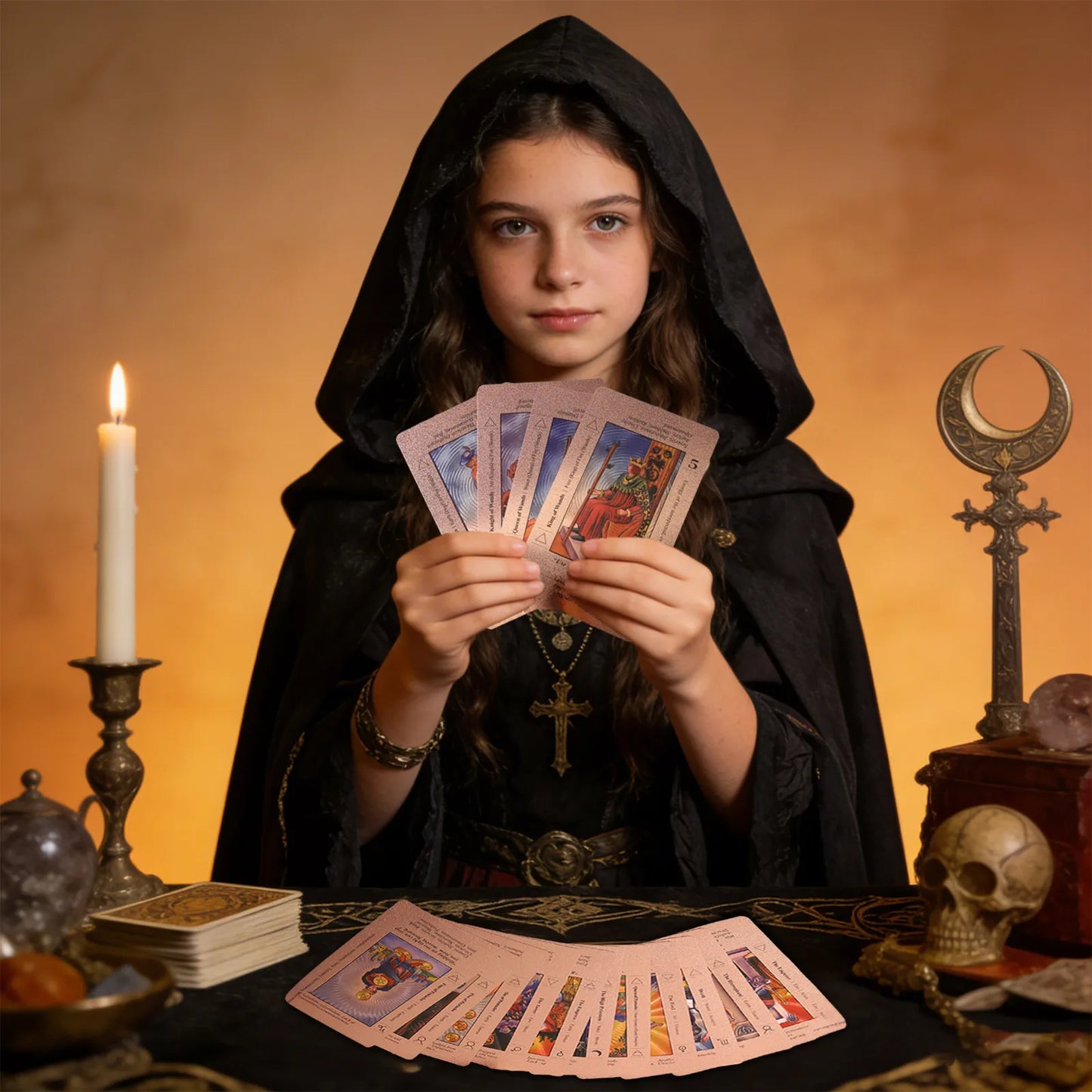FREEME™ Rose Gold Tarot Card Deck Gift Set - 78-Card Divination Kit with Guidebook & Elegant Box