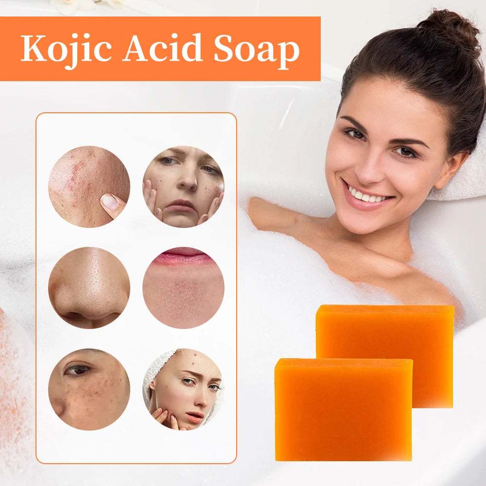 FREEME™ Kojic Acid Brightening Soap Duo - 2pc Natural Handmade Skin Exfoliator for Face & Body