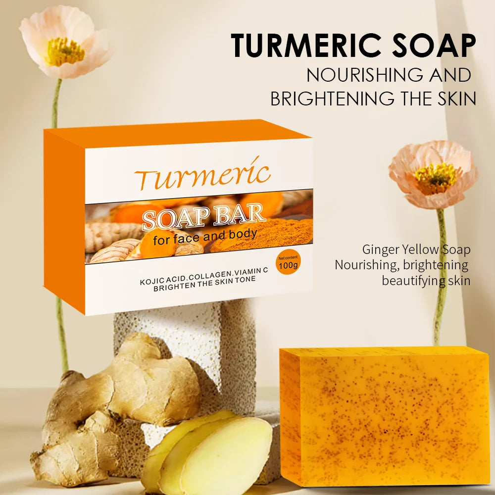FREEME™ Turmeric & Kojic Acid Handmade Soap Set - 5pc Natural Brightening Bar for Face & Body