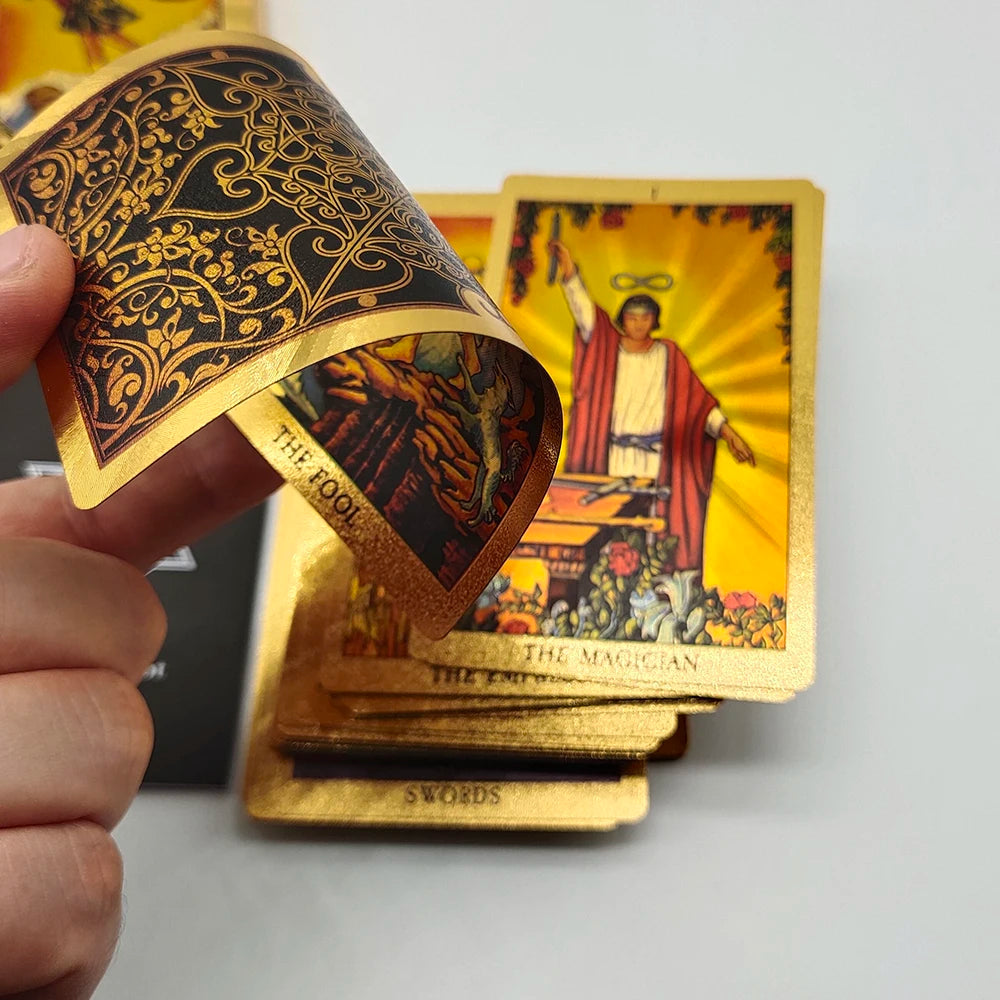 FREEME™ Gold Tarot Card Deck with Booklet - Waterproof Astrology Oracle Divination Set