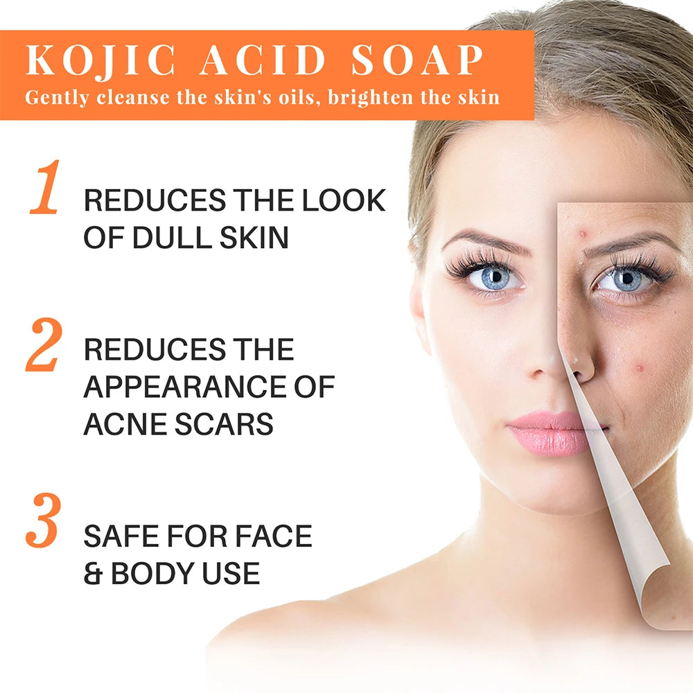 FREEME™ Kojic Acid Brightening Soap Duo - 2pc Natural Handmade Skin Exfoliator for Face & Body