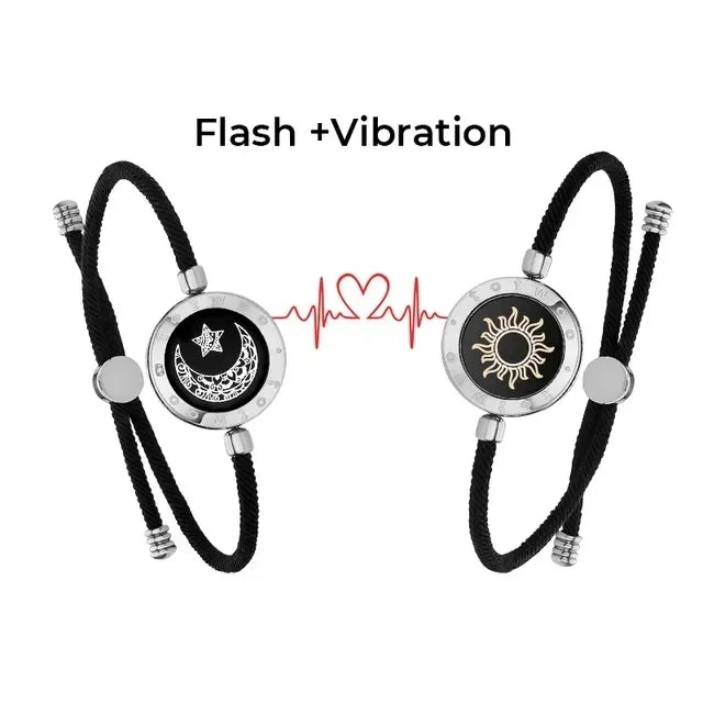 FREEME™ Long Distance Touch Bracelets for Couples - Light Up & Vibrate Smart Sun & Moon Love Bracelet Set