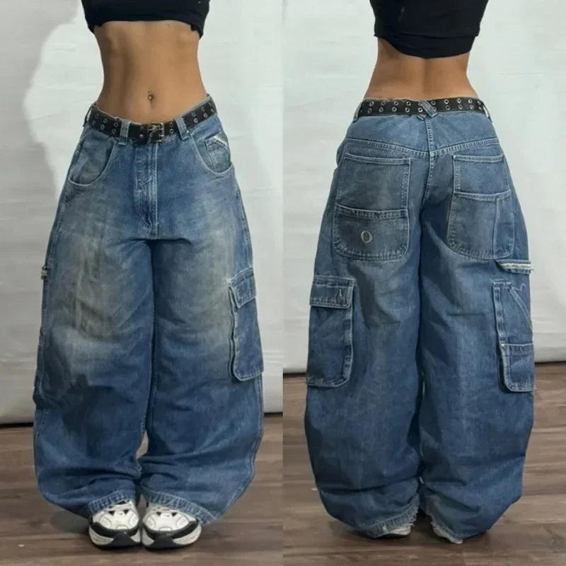 FREEME™ Y2K Baggy Jeans - Embroidery Hip Hop Vintage Wide-Leg Denim