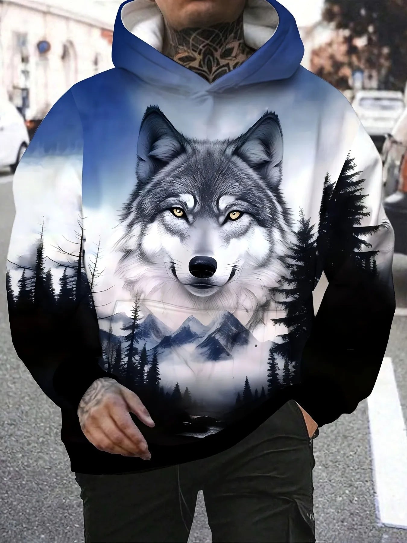 FREEME™ Wolf Print Hoodie - Animal Spirit Design | Urban Streetwear