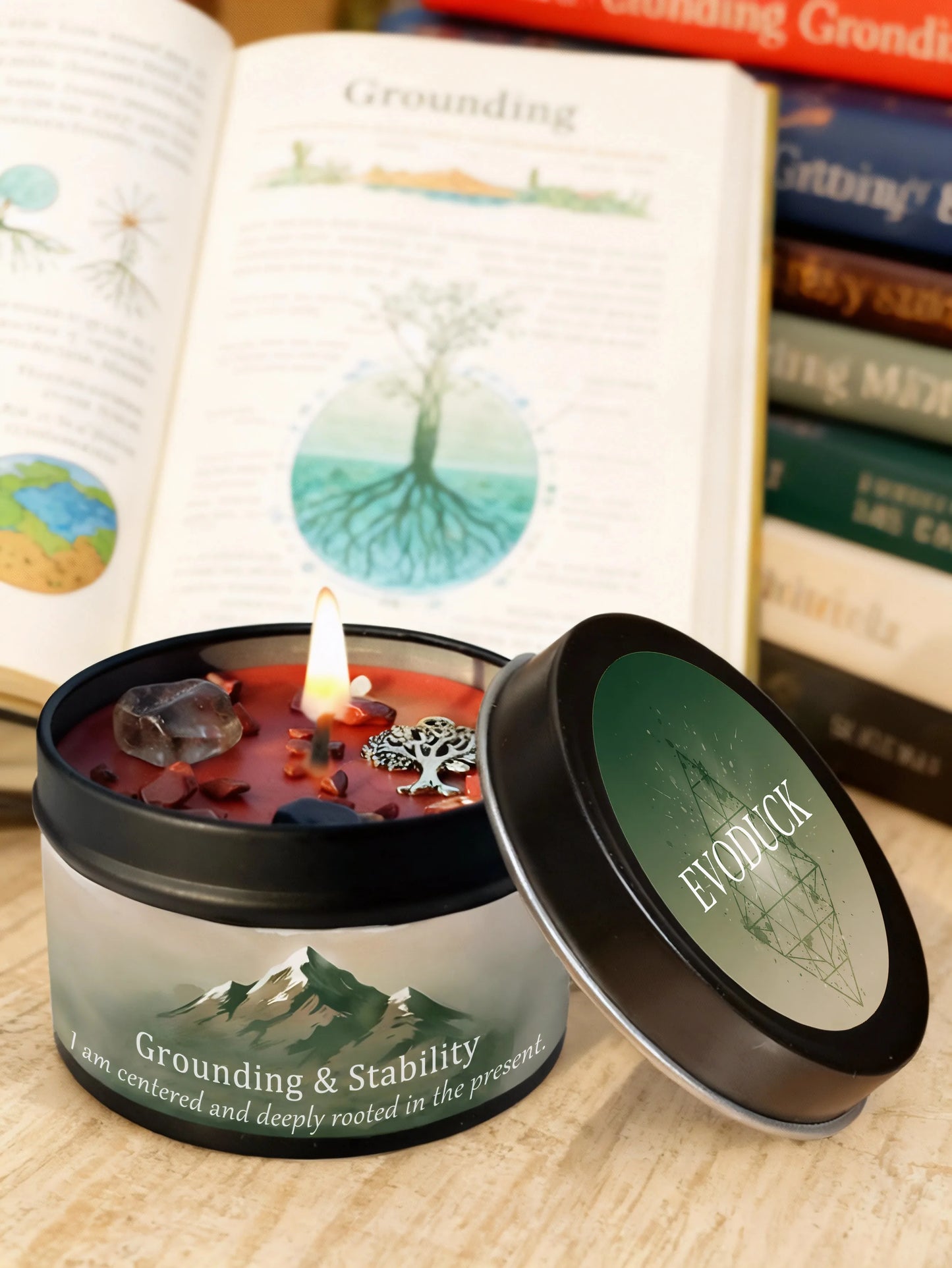 FREEME™ Vetiver & Cedarwood Crystal Candle - 3oz Grounding Scented Candle with Crystals