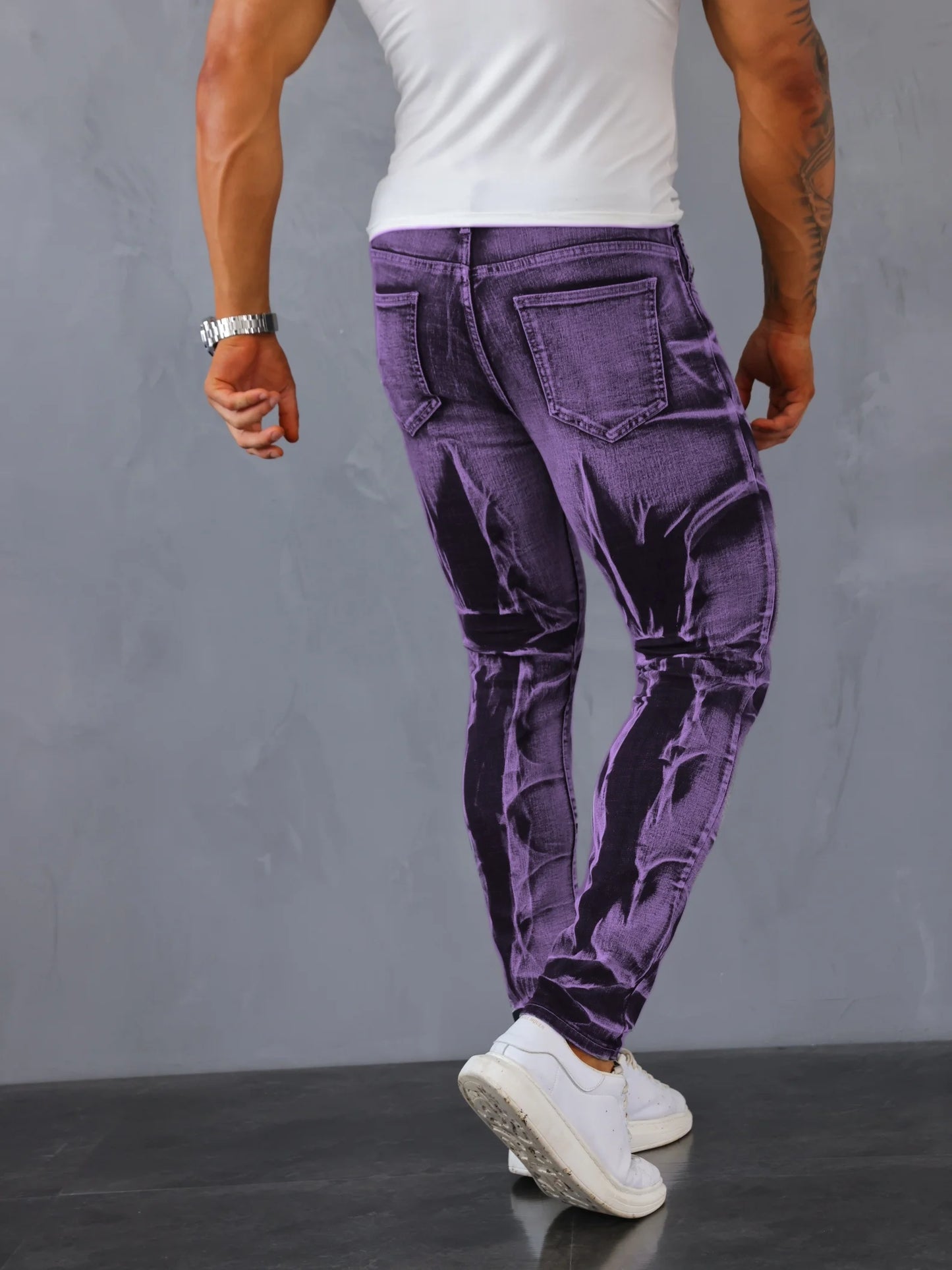 FREEME™ Men's Stretch Slim Fit Ripped Jeans - Mid Waist Tassel Distressed Denim