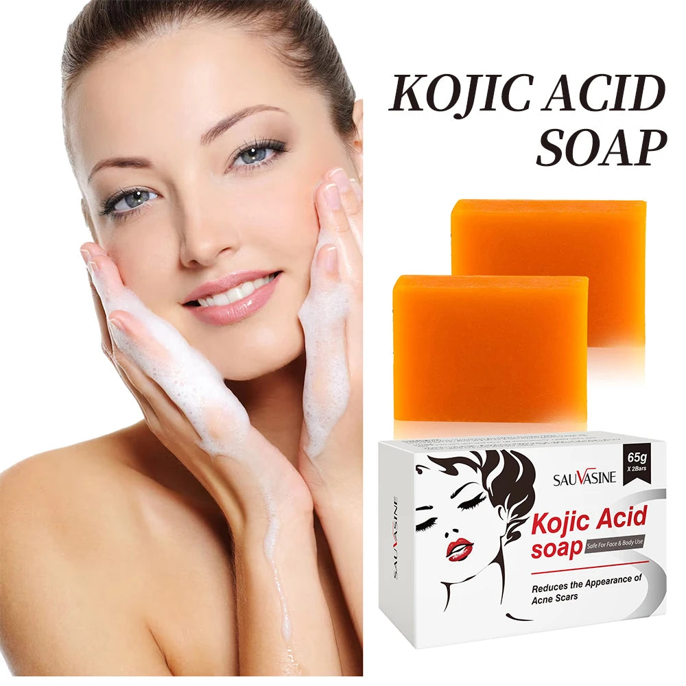 FREEME™ Kojic Acid Brightening Soap Duo - 2pc Natural Handmade Skin Exfoliator for Face & Body