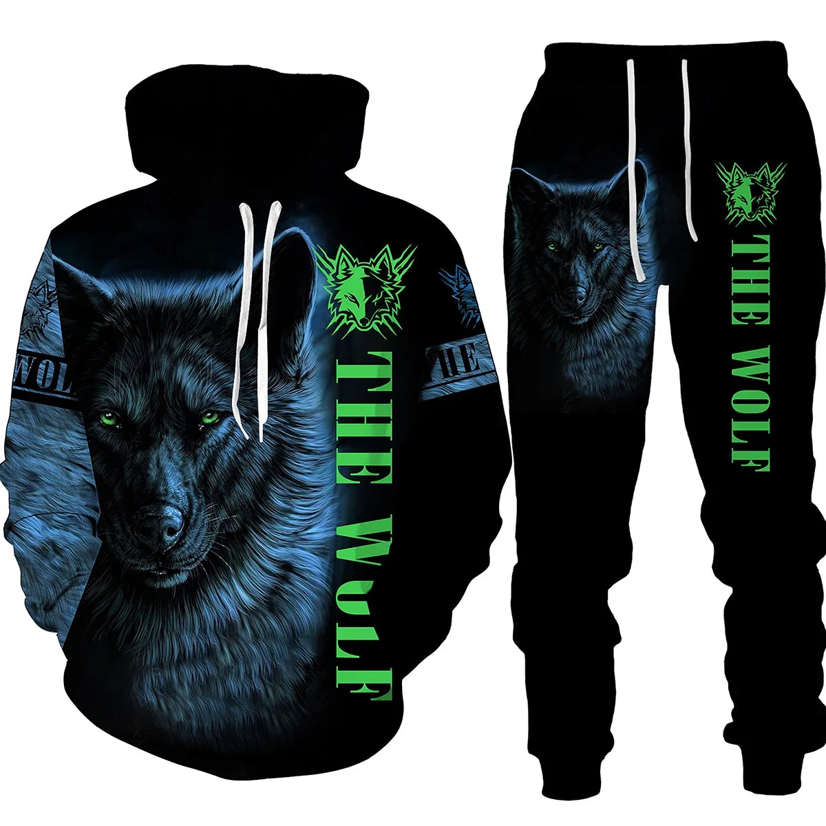 FREEME™ Wolf 3D Tracksuit - Animal Spirit Hoodie & Pants Set | Streetwear