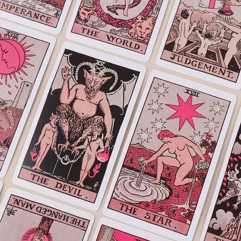 FREEME™ Pink Rider Waite Tarot Card Deck - Beginner Divination & Fortune Telling Set