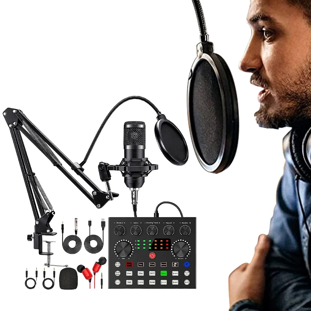 FREEME™ BM800 Podcast Microphone & Sound Card Set - Professional Studio Condenser Mic