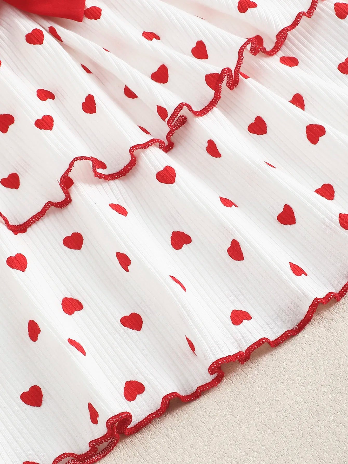 FREEME™ Toddler Girl Heart Print Long Sleeve Ruffle Dress - Infant Children's Clothing with Belt