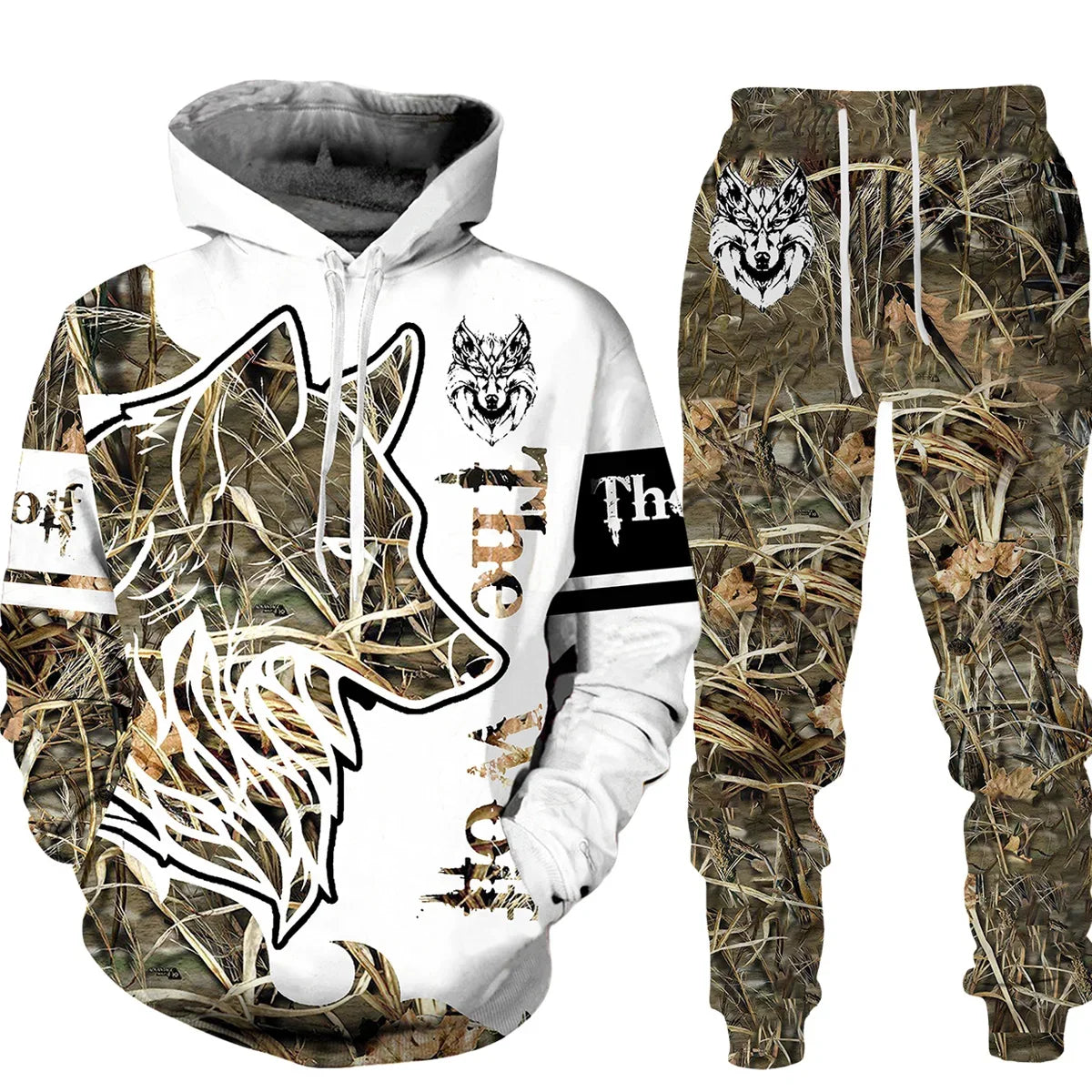 FREEME™ Wolf 3D Tracksuit - Animal Spirit Hoodie & Pants Set | Streetwear