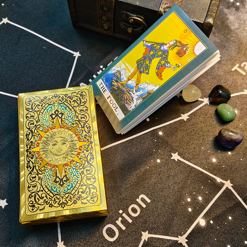 FREEME™ Gold Tarot Card Deck with Booklet - Waterproof Astrology Oracle Divination Set