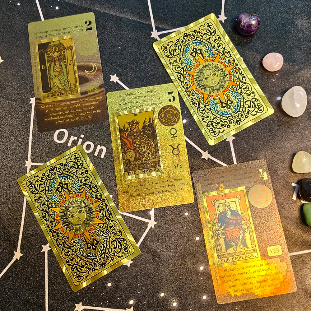 FREEME™ Gold Tarot Card Deck with Booklet - Waterproof Astrology Oracle Divination Set