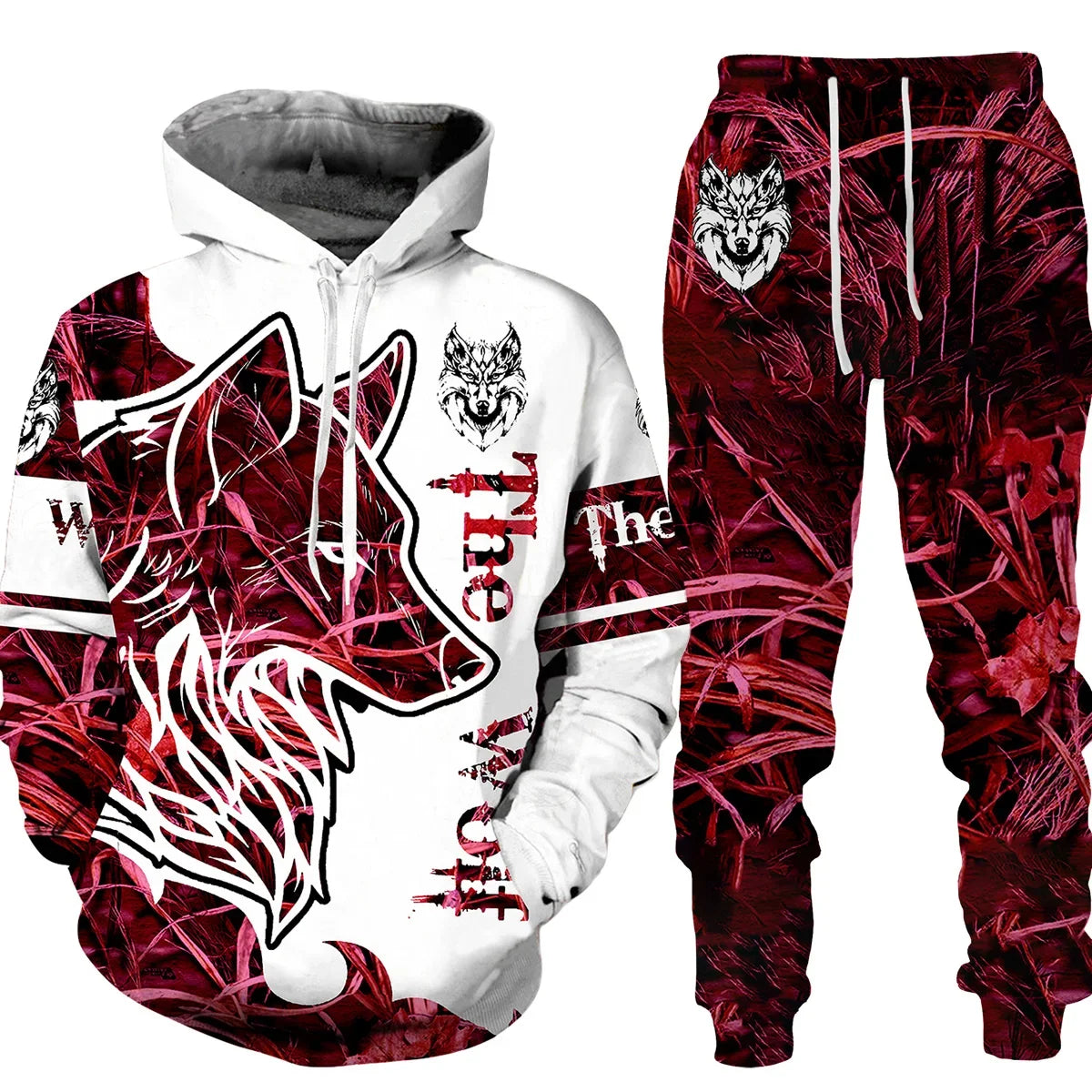 FREEME™ Wolf 3D Tracksuit - Animal Spirit Hoodie & Pants Set | Streetwear
