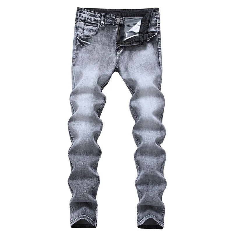 FREEME™ Men's Skinny Elastic 3D Print Jeans - Slim Fit Cotton Denim