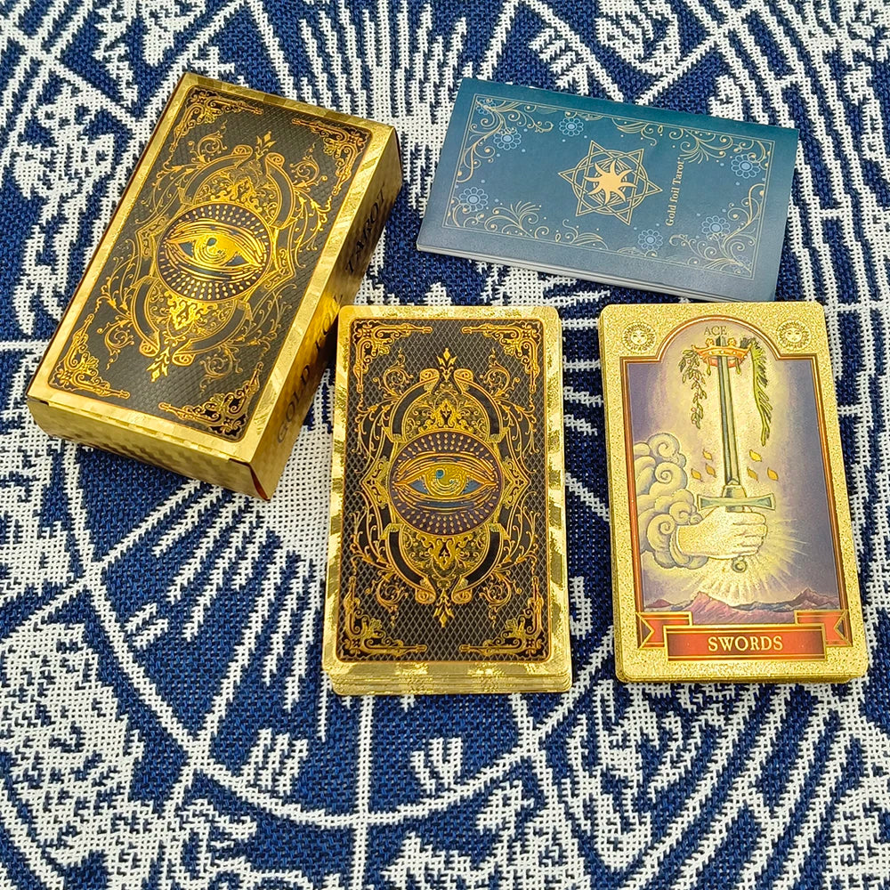 FREEME™ Gold Tarot Card Deck with Booklet - Waterproof Astrology Oracle Divination Set