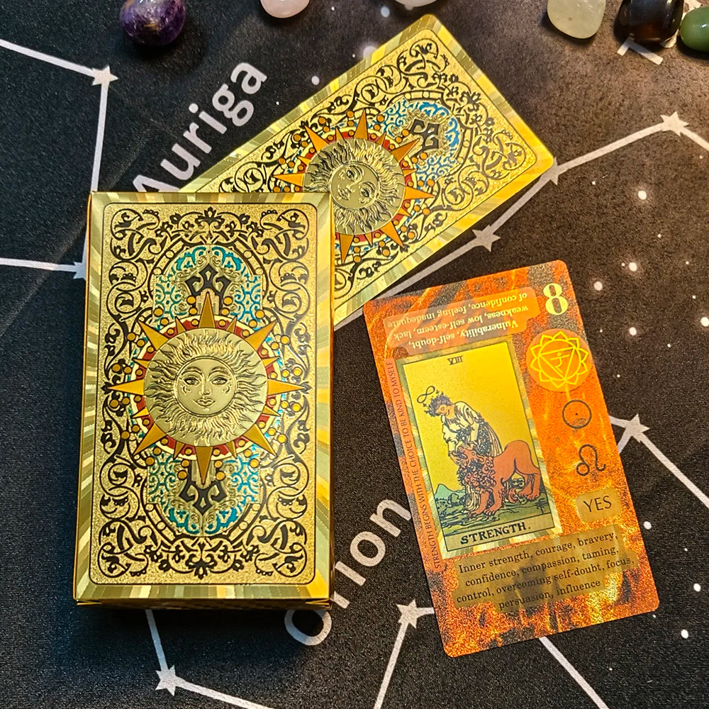 FREEME™ Gold Tarot Card Deck with Booklet - Waterproof Astrology Oracle Divination Set