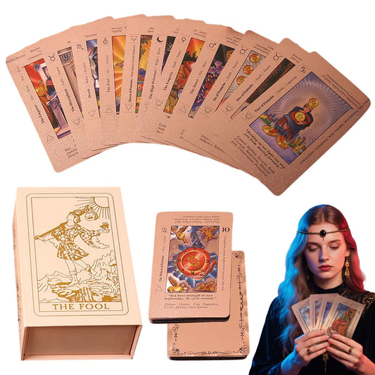 FREEME™ Rose Gold Tarot Card Deck Gift Set - 78-Card Divination Kit with Guidebook & Elegant Box