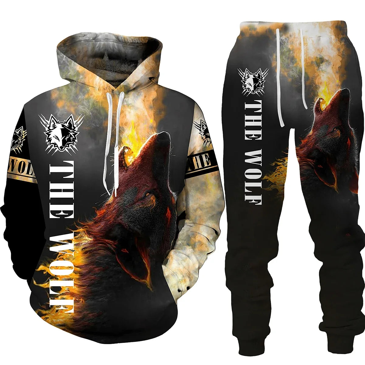FREEME™ Wolf 3D Tracksuit - Animal Spirit Hoodie & Pants Set | Streetwear