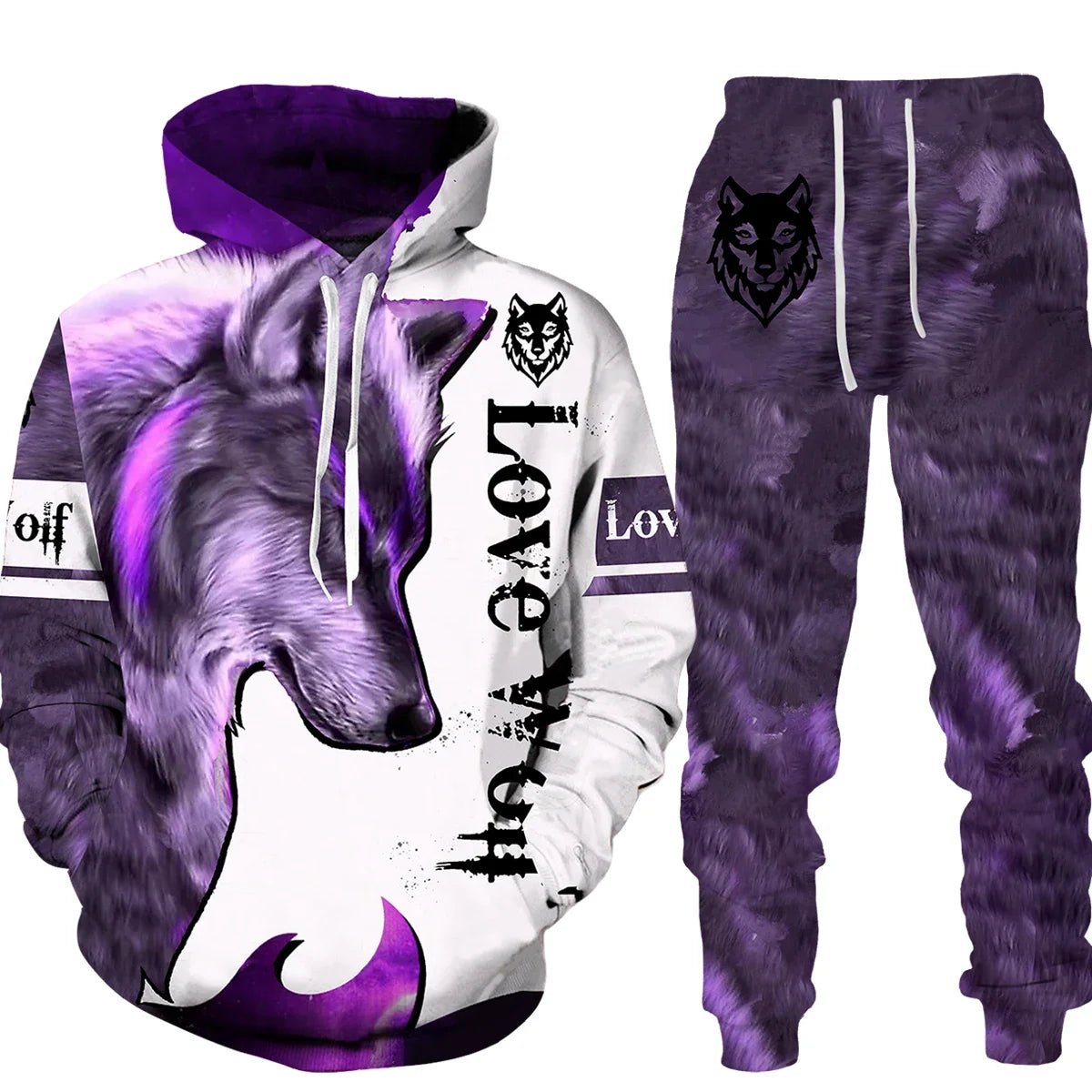 FREEME™ Wolf 3D Tracksuit - Animal Spirit Hoodie & Pants Set | Streetwear