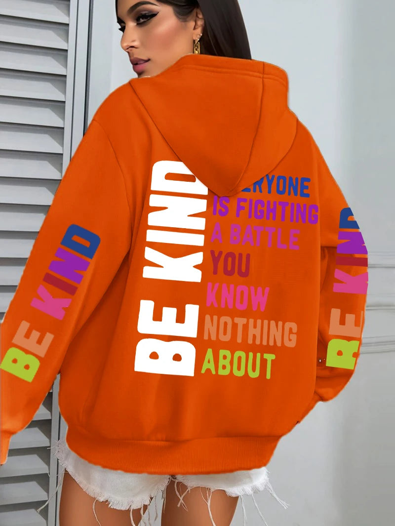 FREEME™ Be Kind Hoodie - Letter Print Fleece | Positive Vibes Streetwear