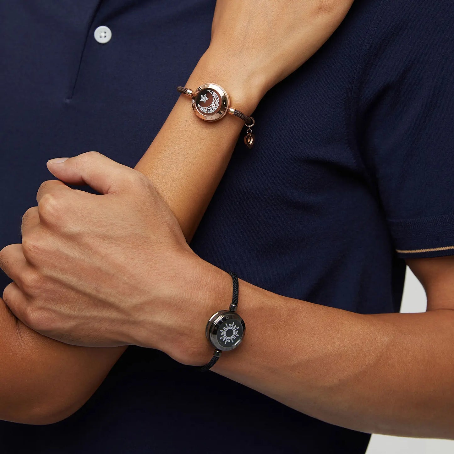 FREEME™ Long Distance Touch Bracelets for Couples - Light Up & Vibrate Smart Sun & Moon Love Bracelet Set