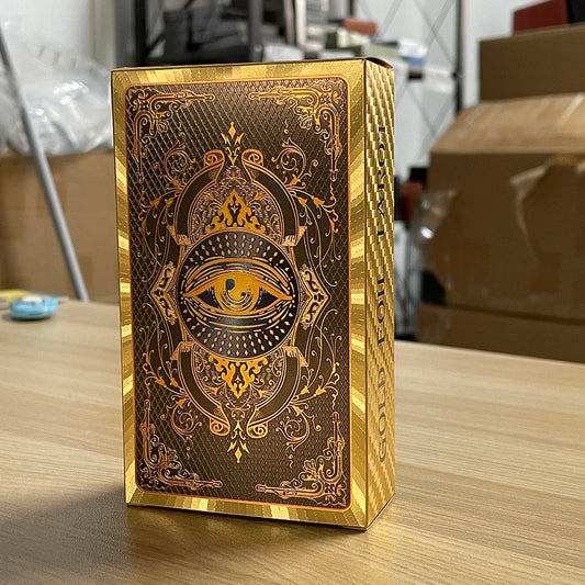 FREEME™ Golden Foil Bilingual Tarot Card Deck - English & Spanish Divination Set with Guide