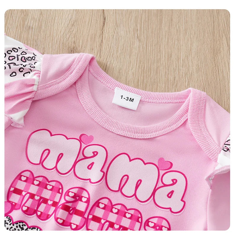 FREEME™ Mother's Day Baby Girl 3-Piece Set - Pink Hearts & Bow Design for 0-18 Months