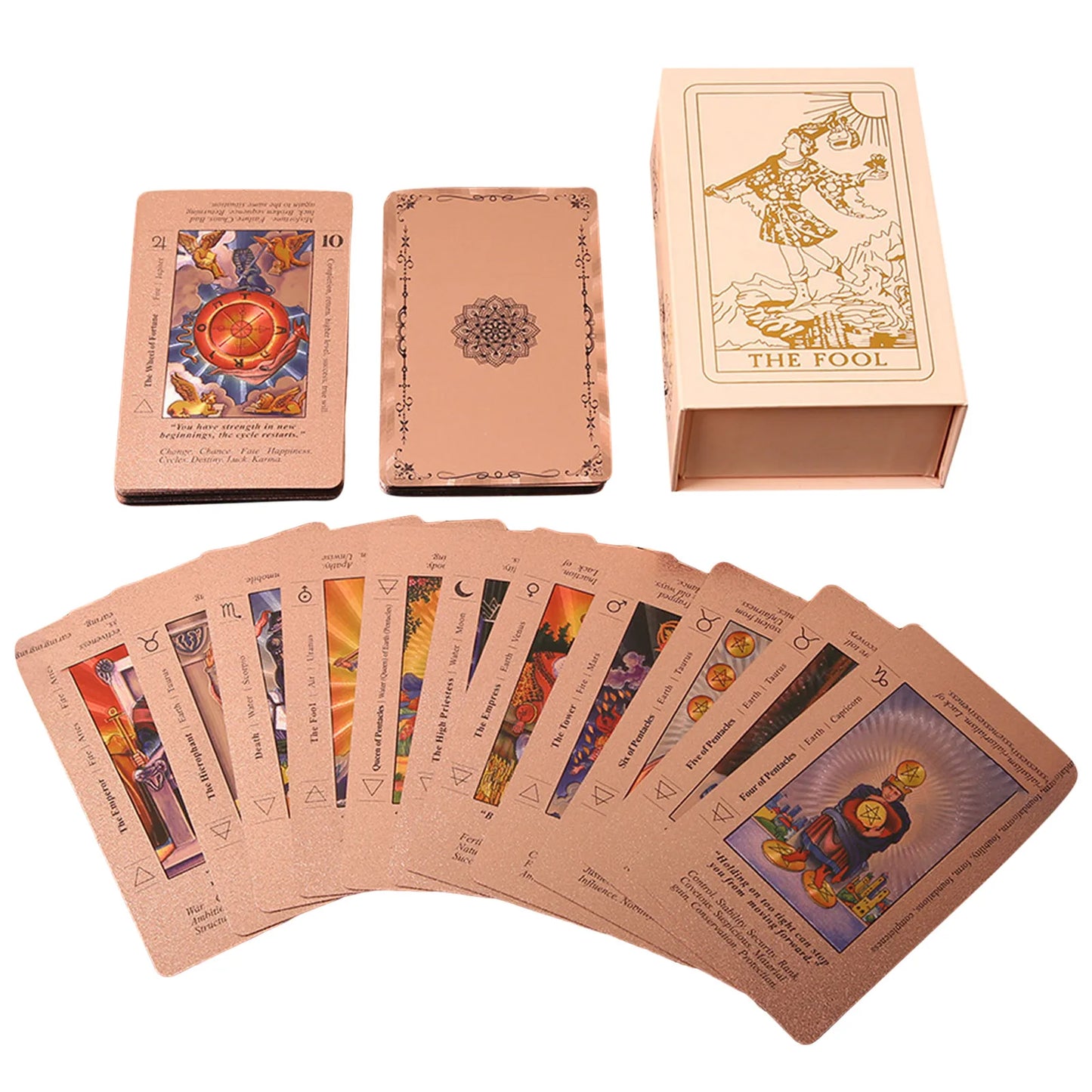 FREEME™ Rose Gold Tarot Card Deck Gift Set - 78-Card Divination Kit with Guidebook & Elegant Box
