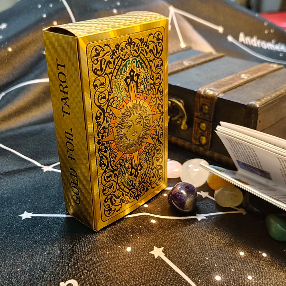 FREEME™ Gold Tarot Card Deck with Booklet - Waterproof Astrology Oracle Divination Set
