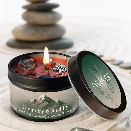 FREEME™ Vetiver & Cedarwood Crystal Candle - 3oz Grounding Scented Candle with Crystals